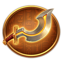 戰神賽特Ⅱ・烈焰彎刃圖騰，金紅之刃閃耀沙漠戰意，燃燒著神級戰士的榮耀。